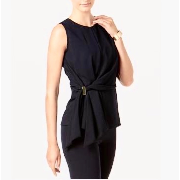 DKNY Women's Wrap Top V-Neck Sleeveless  Black Size XL